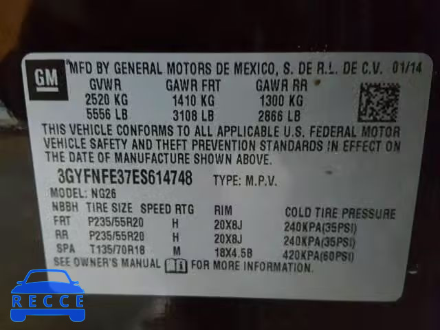 2014 CADILLAC SRX PERFOR 3GYFNFE37ES614748 image 9