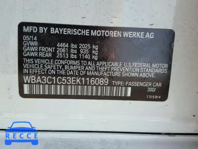 2014 BMW 328I SULEV WBA3C1C53EK116089 image 9