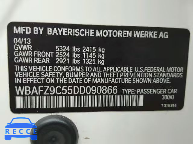 2013 BMW 535I HYBRI WBAFZ9C55DD090866 image 9