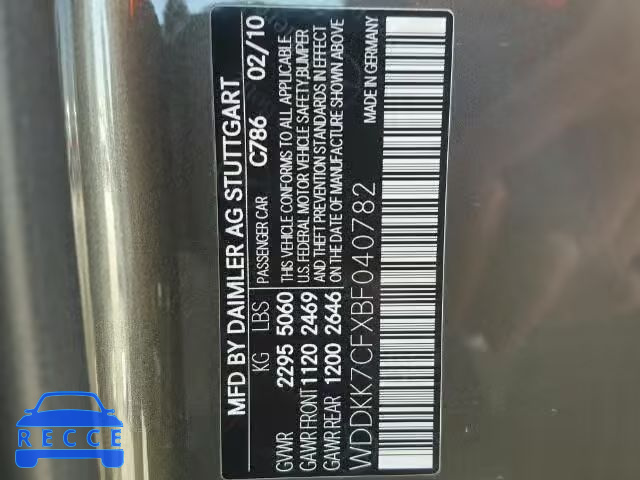 2011 MERCEDES-BENZ E550 WDDKK7CFXBF040782 image 9