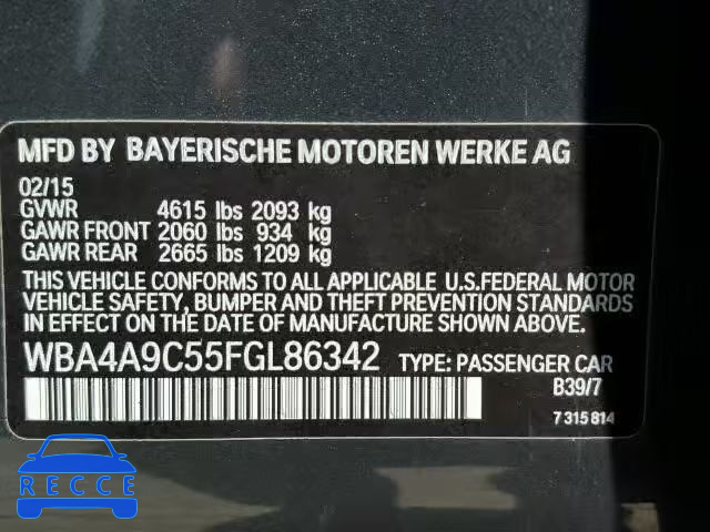 2015 BMW 428I GRAN WBA4A9C55FGL86342 image 9