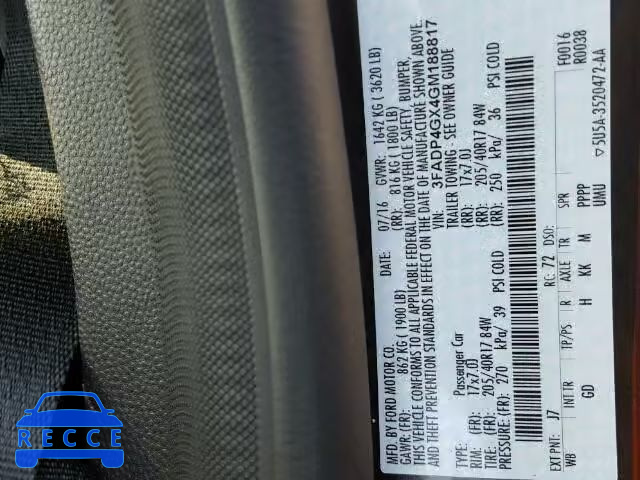 2016 FORD FIESTA ST 3FADP4GX4GM188817 image 9