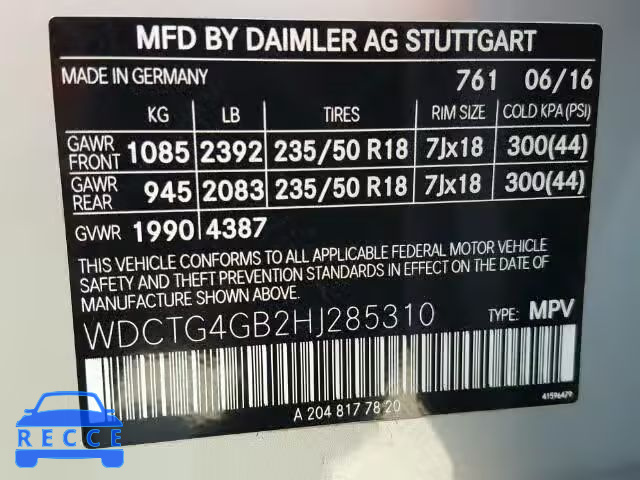 2017 MERCEDES-BENZ GLA 250 4M WDCTG4GB2HJ285310 зображення 9