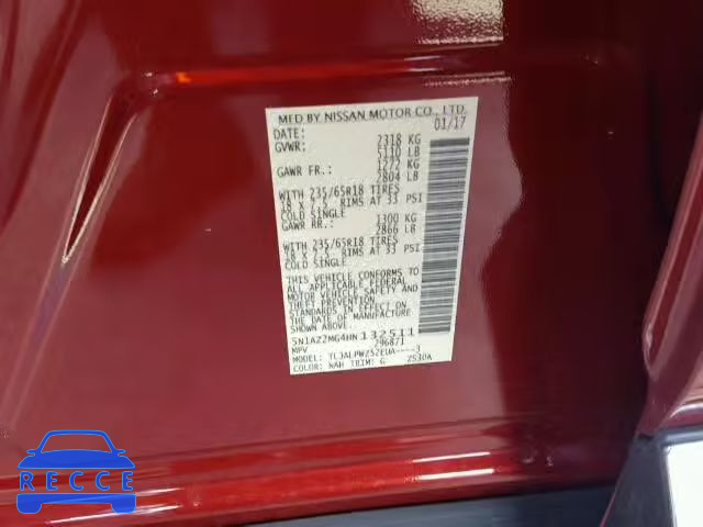 2017 NISSAN MURANO S 5N1AZ2MG4HN132511 image 9