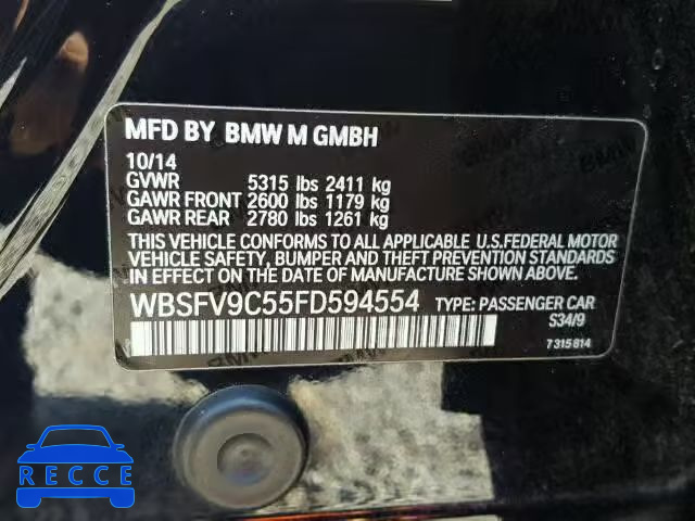 2015 BMW M5 WBSFV9C55FD594554 зображення 9