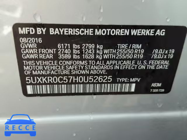 2017 BMW X5 XDRIVE3 5UXKR0C57H0U52625 Bild 9
