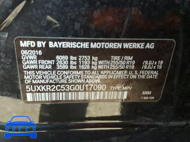 2016 BMW X5 SDRIVE3 5UXKR2C53G0U17090 зображення 9