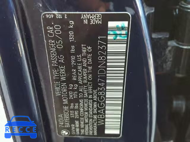 2001 BMW 740I AUTOMATIC WBAGG83471DN82371 image 9
