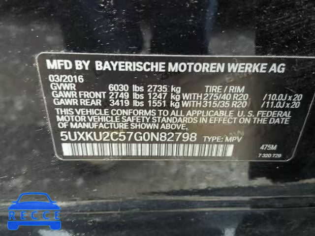 2016 BMW X6 XDRIVE3 5UXKU2C57G0N82798 image 9