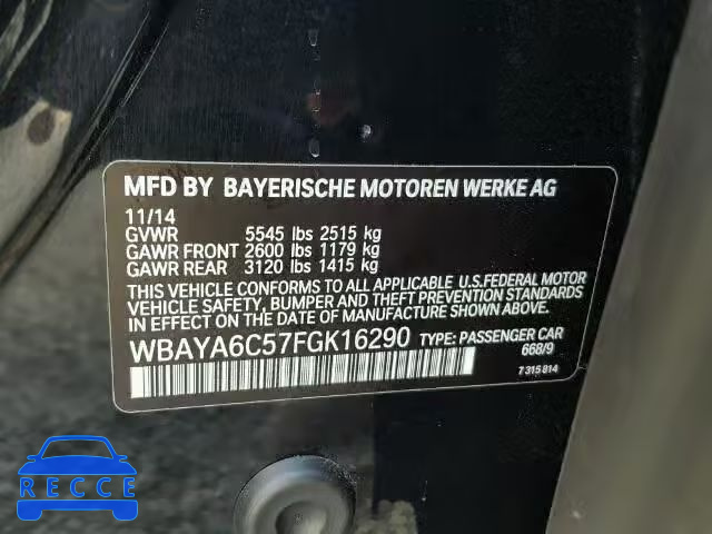 2015 BMW 740I WBAYA6C57FGK16290 зображення 9