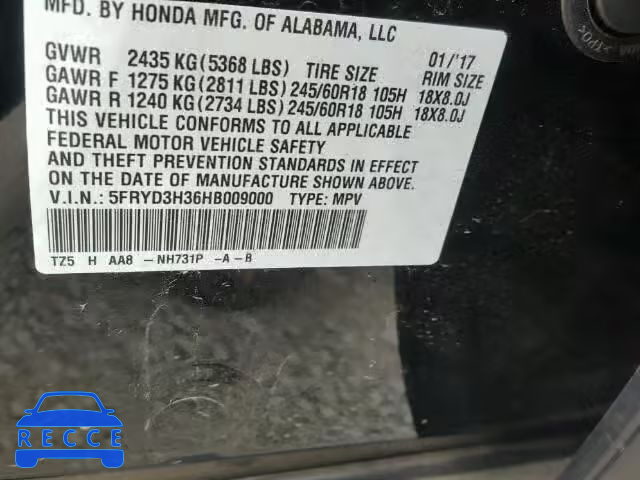 2017 ACURA MDX 5FRYD3H36HB009000 image 9