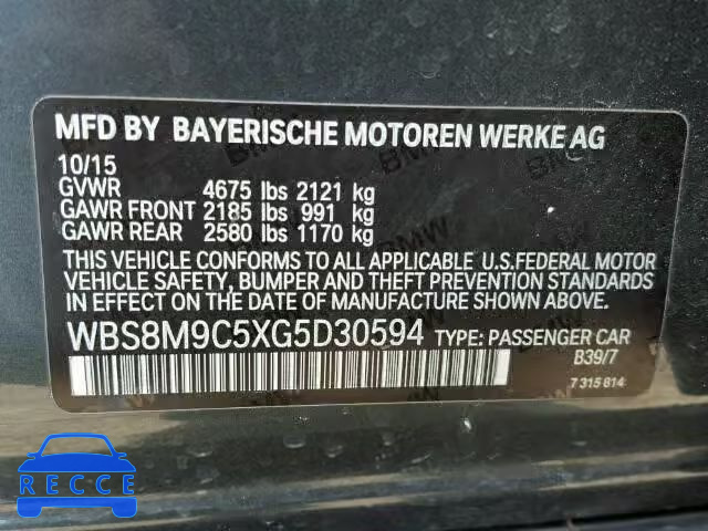 2016 BMW M3 WBS8M9C5XG5D30594 зображення 9