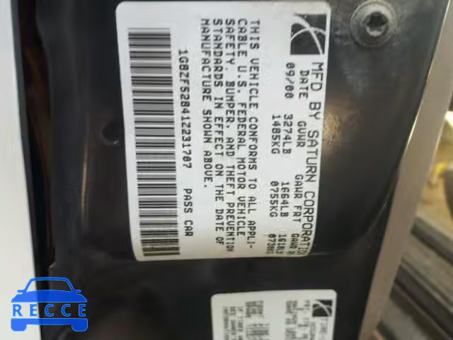 2001 SATURN SL 1G8ZF52841Z231707 image 9