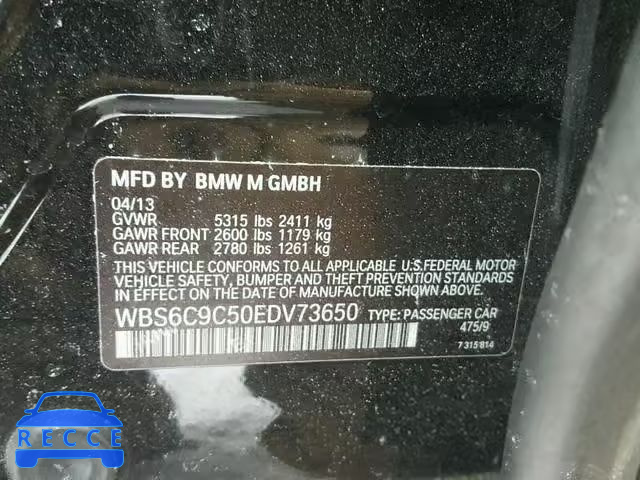 2014 BMW M6 GRAN CO WBS6C9C50EDV73650 зображення 9