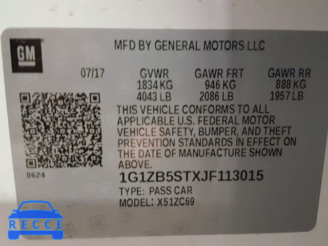 2018 CHEVROLET MALIBU LS 1G1ZB5STXJF113015 image 9