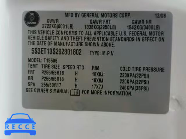 2009 SAAB 9-7X 4.2I 5S3ET13S292801802 image 9