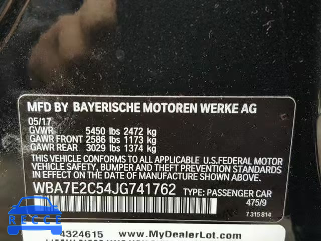 2018 BMW 740 I WBA7E2C54JG741762 image 9