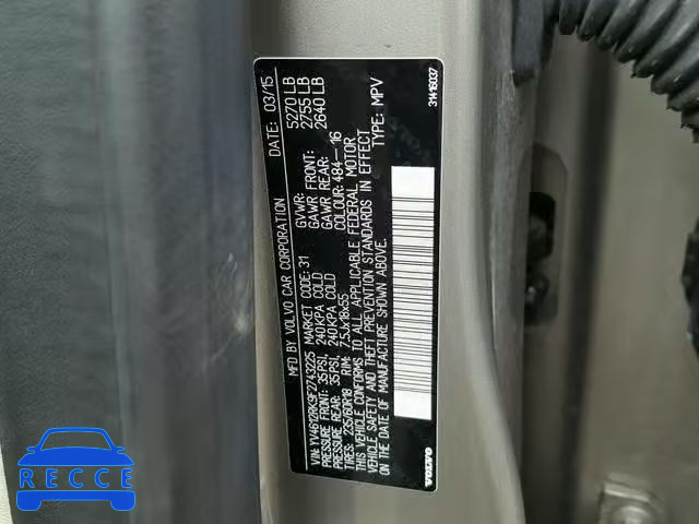 2015 VOLVO XC60 T5 YV4612RK9F2743225 зображення 9