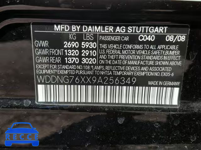 2009 MERCEDES-BENZ S 600 WDDNG76XX9A256349 Bild 9