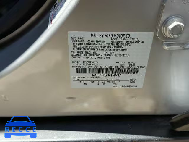 2018 FORD ECOSPORT S MAJ3P1RE6JC158717 image 9