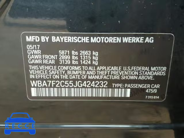 2018 BMW 750 XI WBA7F2C55JG424232 Bild 9