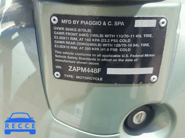 2009 VESPA LX 150 ZAPM448F795502458 зображення 9