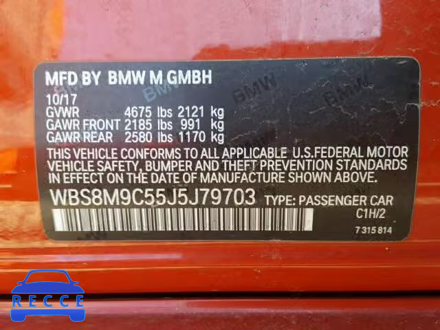 2018 BMW M3 WBS8M9C55J5J79703 зображення 9