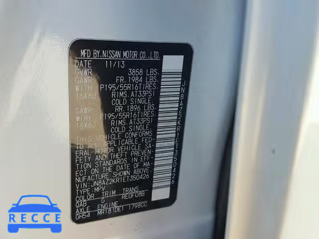 2014 NISSAN CUBE S JN8AZ2KR1ET350426 image 9