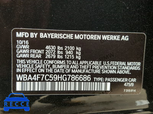 2017 BMW 430I GRAN WBA4F7C59HG786686 image 9