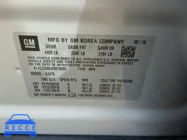 2017 BUICK ENCORE SPO KL4CJ2SB5HB019092 image 9