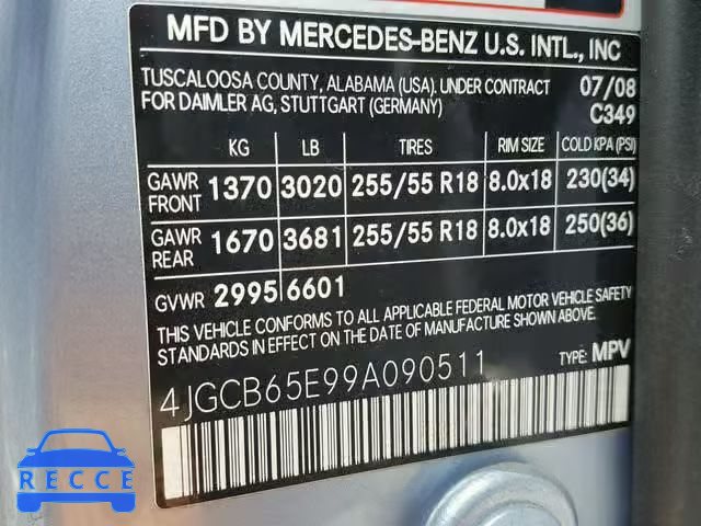 2009 MERCEDES-BENZ R 350 4MAT 4JGCB65E99A090511 image 9