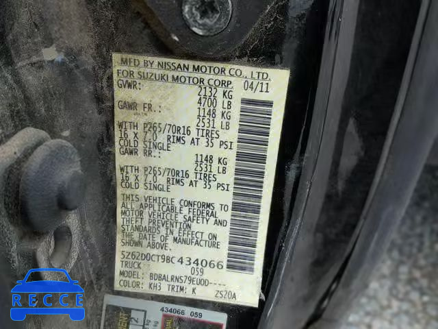 2011 SUZUKI EQUATOR BA 5Z62D0CT9BC434066 зображення 9