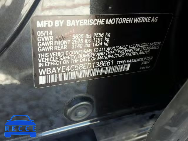 2014 BMW 740 LI WBAYE4C58ED138661 image 9