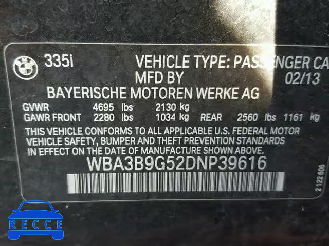 2013 BMW 335 XI WBA3B9G52DNP39616 image 9