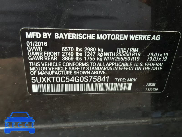 2016 BMW X5 XDR40E 5UXKT0C54G0S75841 зображення 9