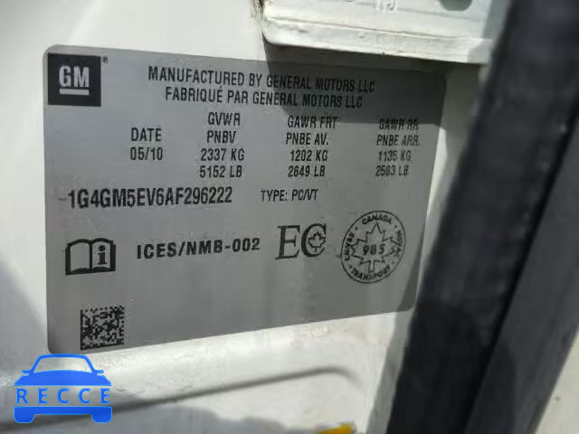 2010 BUICK ALLURE/LAC 1G4GM5EV6AF296222 image 9