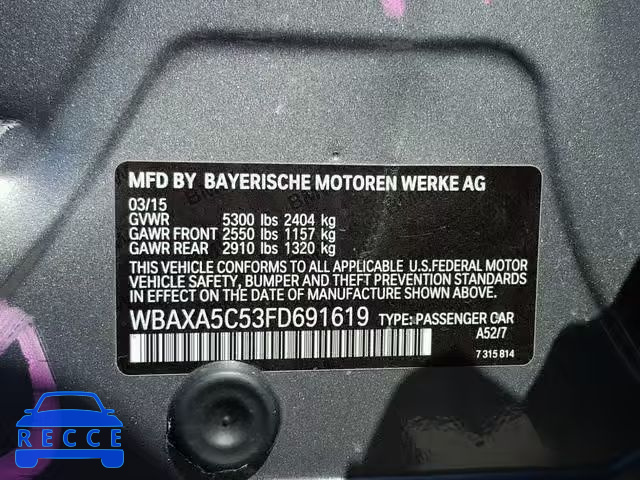2015 BMW 535 D WBAXA5C53FD691619 image 9