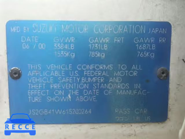 2001 SUZUKI ESTEEM GL JS2GB41W615200264 image 9