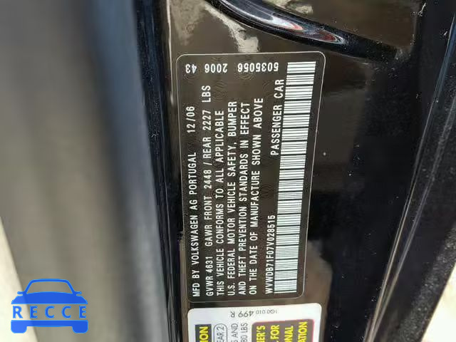 2007 VOLKSWAGEN EOS 3.2L S WVWDB71F07V028515 image 9