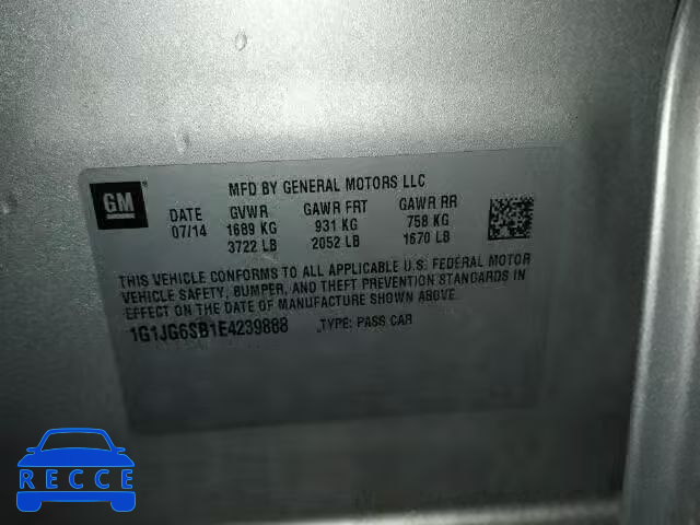 2014 CHEVROLET SONIC RS 1G1JG6SB1E4239888 image 9