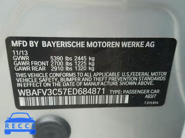 2014 BMW 535 D WBAFV3C57ED684871 зображення 9