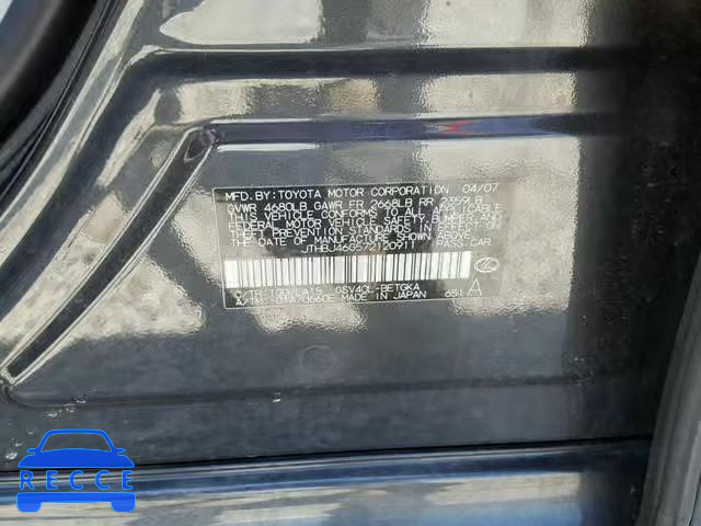 2007 LEXUS ES350 JTHBJ46G572120911 image 9