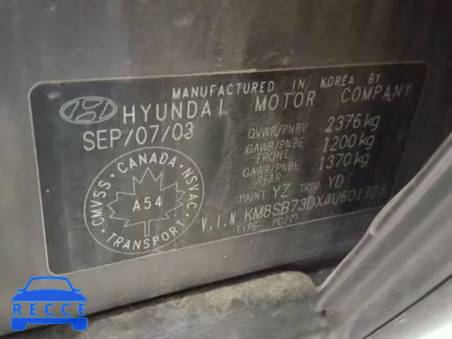 2004 HYUNDAI SANTA FE B KM8SB73DX4U601923 image 9