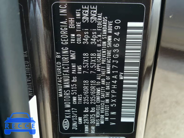 2018 KIA SORENTO EX 5XYPH4A17JG362490 image 9