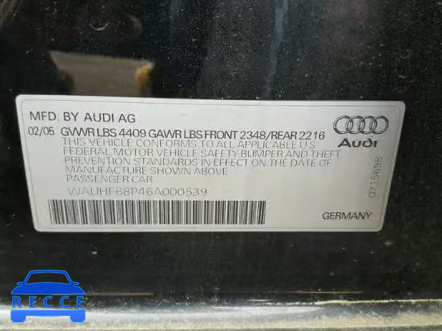 2006 AUDI A3 2 WAUHF68P46A000539 image 9