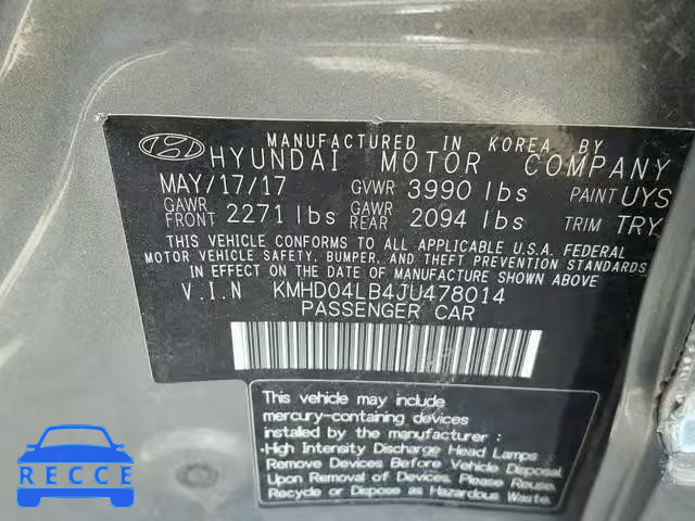 2018 HYUNDAI ELANTRA SP KMHD04LB4JU478014 image 9