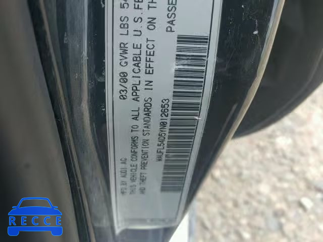 2000 AUDI A8 QUATTRO WAUFL54D5YN012653 image 9