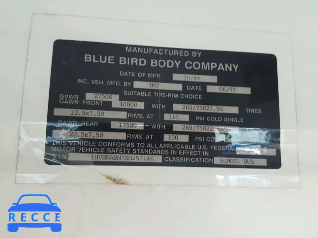1999 INTERNATIONAL 3000 3800 1HVBBABN7XH257146 Bild 9