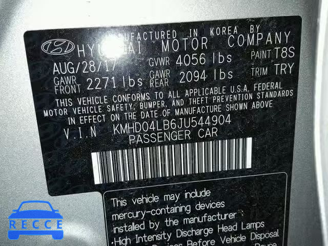 2018 HYUNDAI ELANTRA SP KMHD04LB6JU544904 image 9