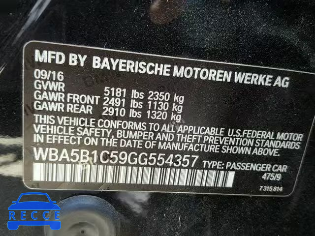 2016 BMW 535 I WBA5B1C59GG554357 image 9